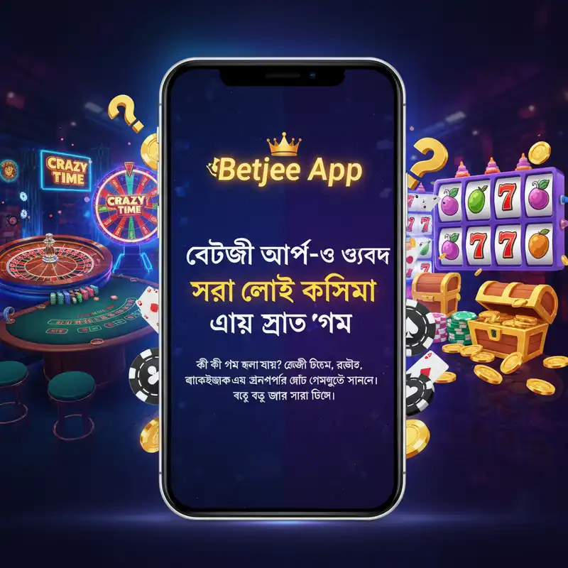 Betjee App-এ লাইভ ক্যাসিনো এবং স্লট গেমের দৃশ্য